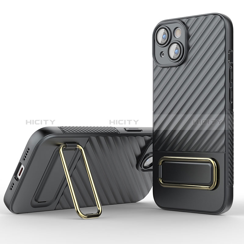 Funda Silicona Carcasa Ultrafina Goma con Soporte KC2 para Apple iPhone 15