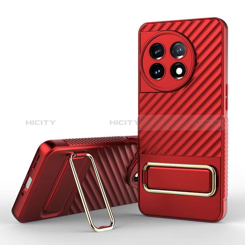 Funda Silicona Carcasa Ultrafina Goma con Soporte KC2 para OnePlus 11 5G Rojo