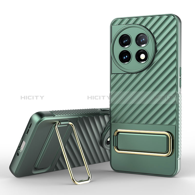 Funda Silicona Carcasa Ultrafina Goma con Soporte KC2 para OnePlus 11 5G Verde