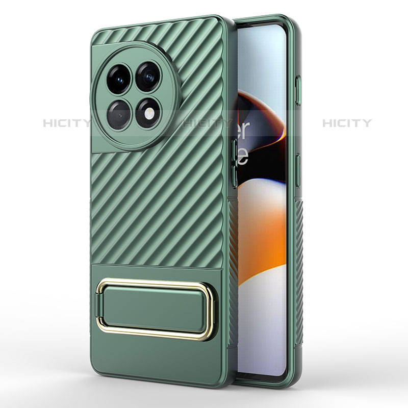 Funda Silicona Carcasa Ultrafina Goma con Soporte KC2 para OnePlus Ace 2 Pro 5G Verde