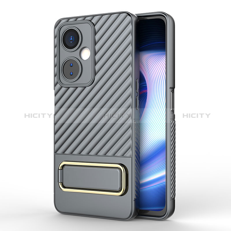 Funda Silicona Carcasa Ultrafina Goma con Soporte KC2 para OnePlus Nord CE 3 Lite 5G Gris