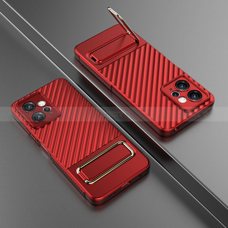 Funda Silicona Carcasa Ultrafina Goma con Soporte KC2 para Xiaomi Redmi Note 12 4G Rojo