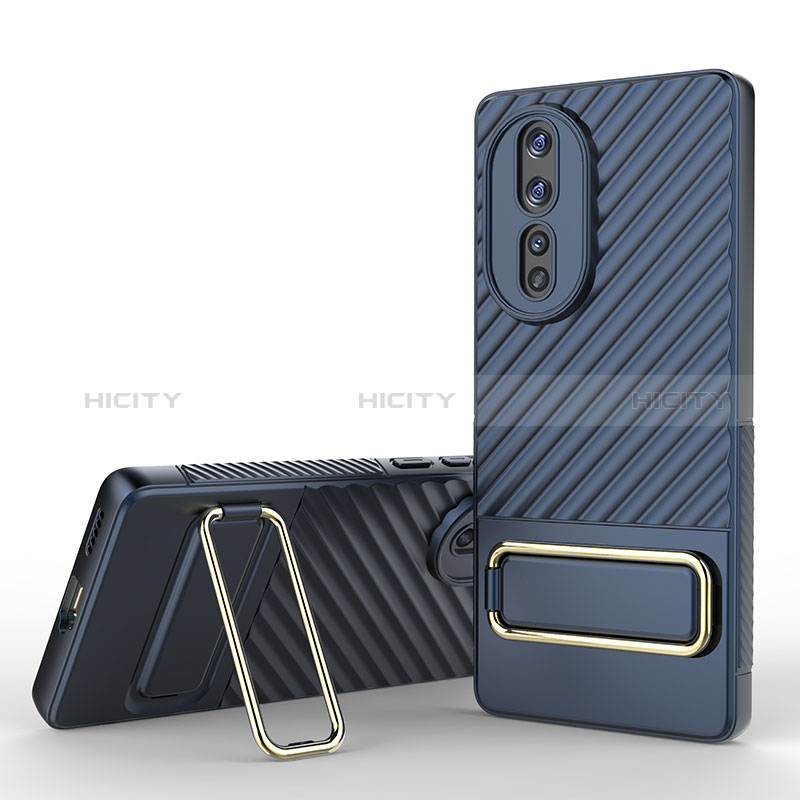 Funda Silicona Carcasa Ultrafina Goma con Soporte KC3 para Huawei Honor 80 5G Azul