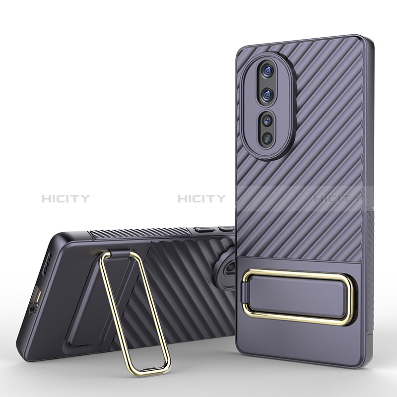 Funda Silicona Carcasa Ultrafina Goma con Soporte KC3 para Huawei Honor 80 5G Purpura Claro