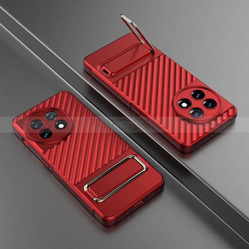 Funda Silicona Carcasa Ultrafina Goma con Soporte KC3 para OnePlus 11 5G Rojo