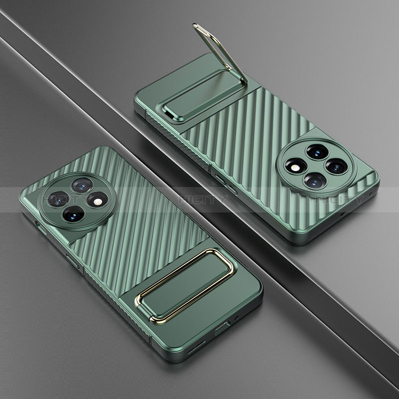 Funda Silicona Carcasa Ultrafina Goma con Soporte KC3 para OnePlus 11 5G Verde