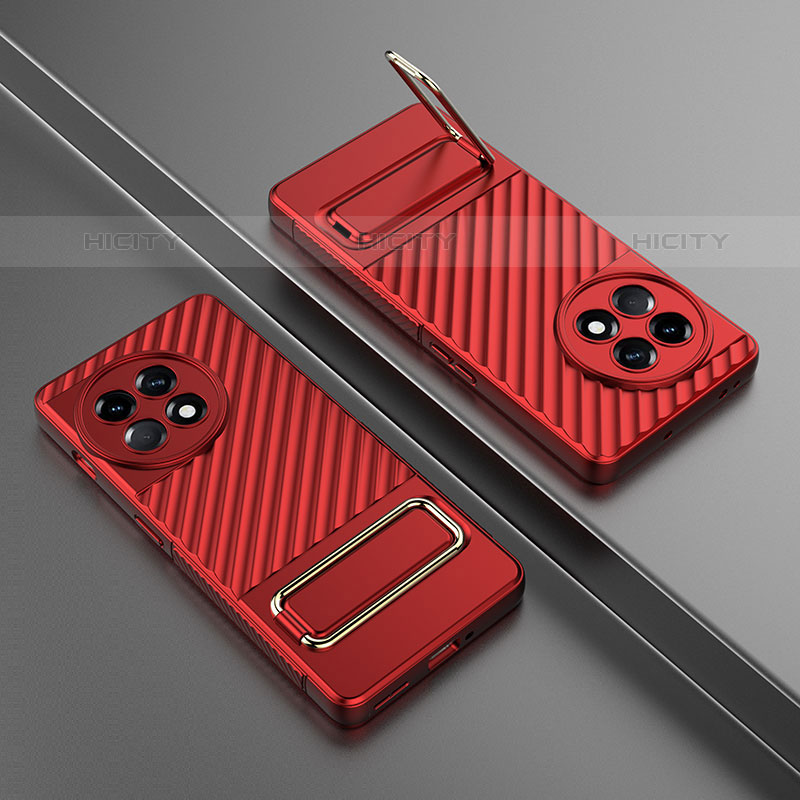 Funda Silicona Carcasa Ultrafina Goma con Soporte KC3 para OnePlus Ace 2 Pro 5G Rojo