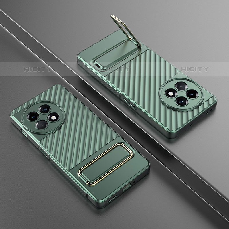 Funda Silicona Carcasa Ultrafina Goma con Soporte KC3 para OnePlus Ace 2 Pro 5G Verde