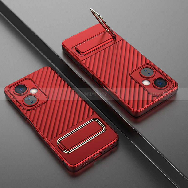 Funda Silicona Carcasa Ultrafina Goma con Soporte KC3 para OnePlus Nord CE 3 5G Rojo