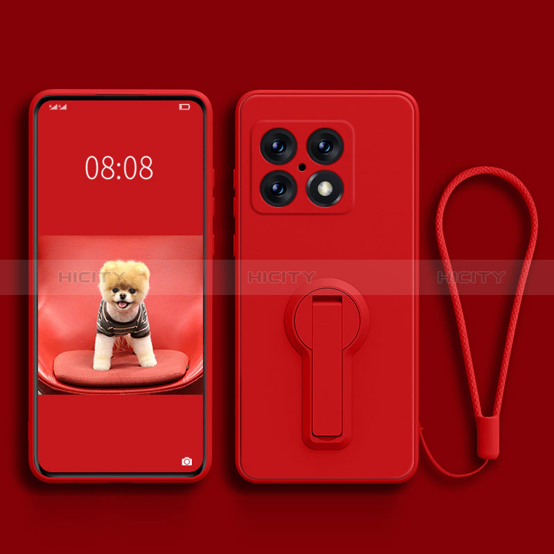 Funda Silicona Carcasa Ultrafina Goma con Soporte para OnePlus 10 Pro 5G Rojo