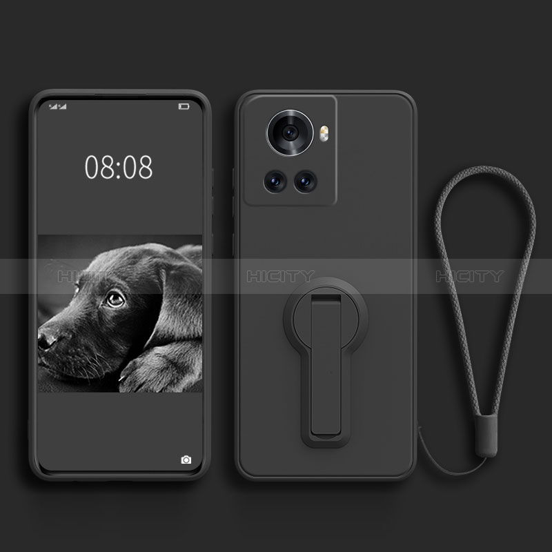 Funda Silicona Carcasa Ultrafina Goma con Soporte para OnePlus 10R 5G Negro