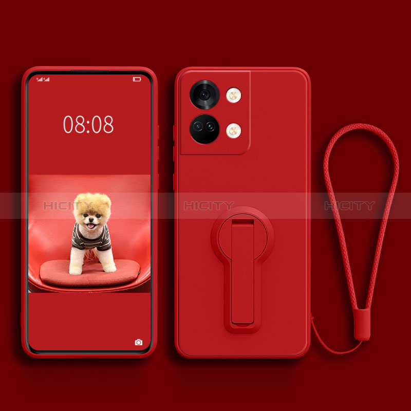 Funda Silicona Carcasa Ultrafina Goma con Soporte para OnePlus Ace 2V 5G Rojo