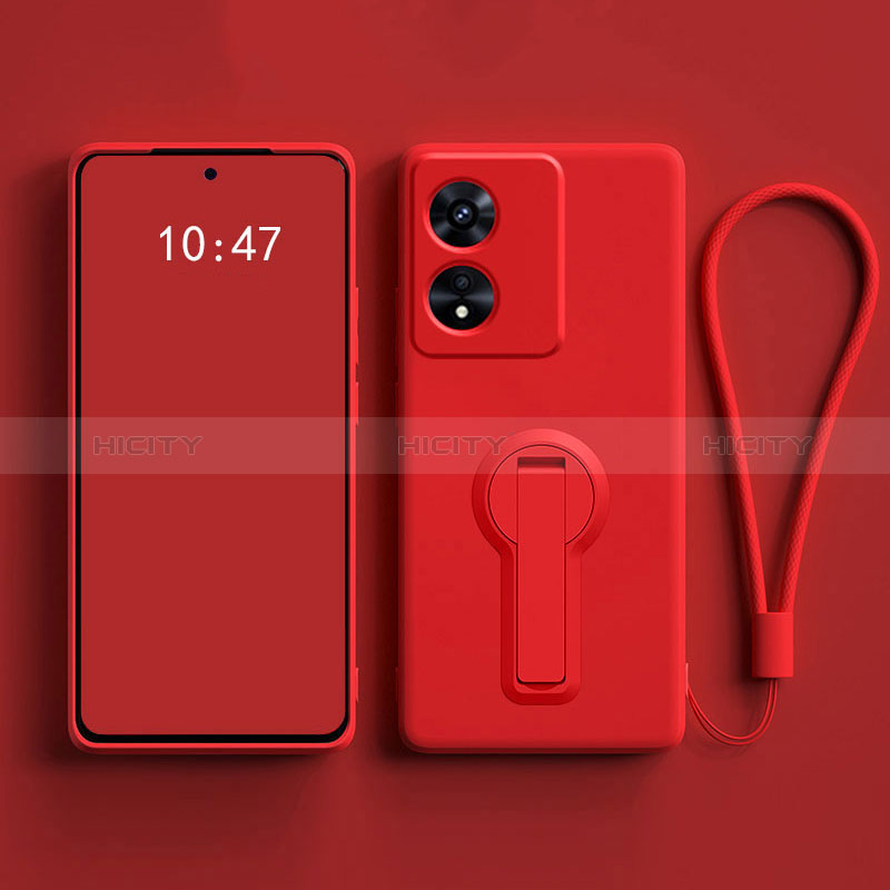 Funda Silicona Carcasa Ultrafina Goma con Soporte para Oppo A1 5G Rojo