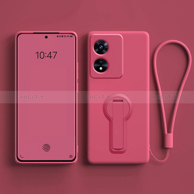 Funda Silicona Carcasa Ultrafina Goma con Soporte para Oppo A1 5G Rosa Roja