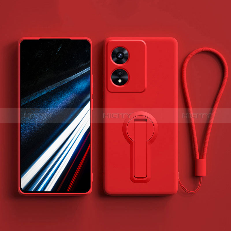 Funda Silicona Carcasa Ultrafina Goma con Soporte para Oppo A18 Rojo