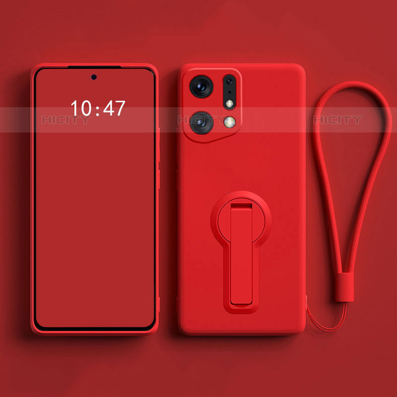 Funda Silicona Carcasa Ultrafina Goma con Soporte para Oppo Find X5 Pro 5G Rojo