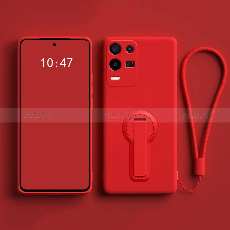 Funda Silicona Carcasa Ultrafina Goma con Soporte para Oppo K9X 5G Rojo