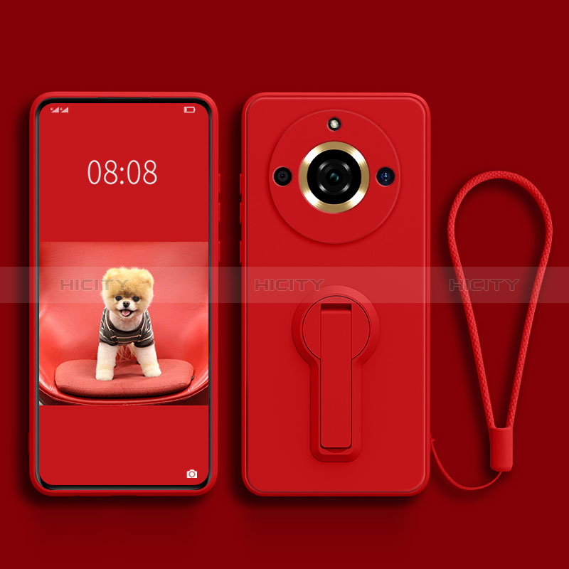 Funda Silicona Carcasa Ultrafina Goma con Soporte para Realme 11 Pro 5G Rojo