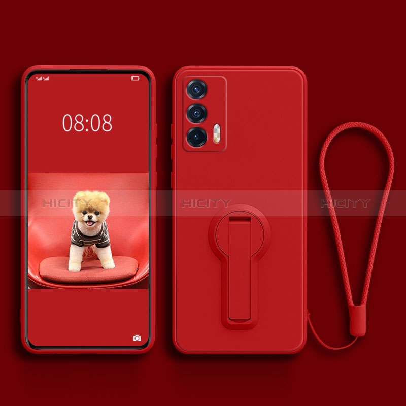 Funda Silicona Carcasa Ultrafina Goma con Soporte para Realme GT 5G Rojo