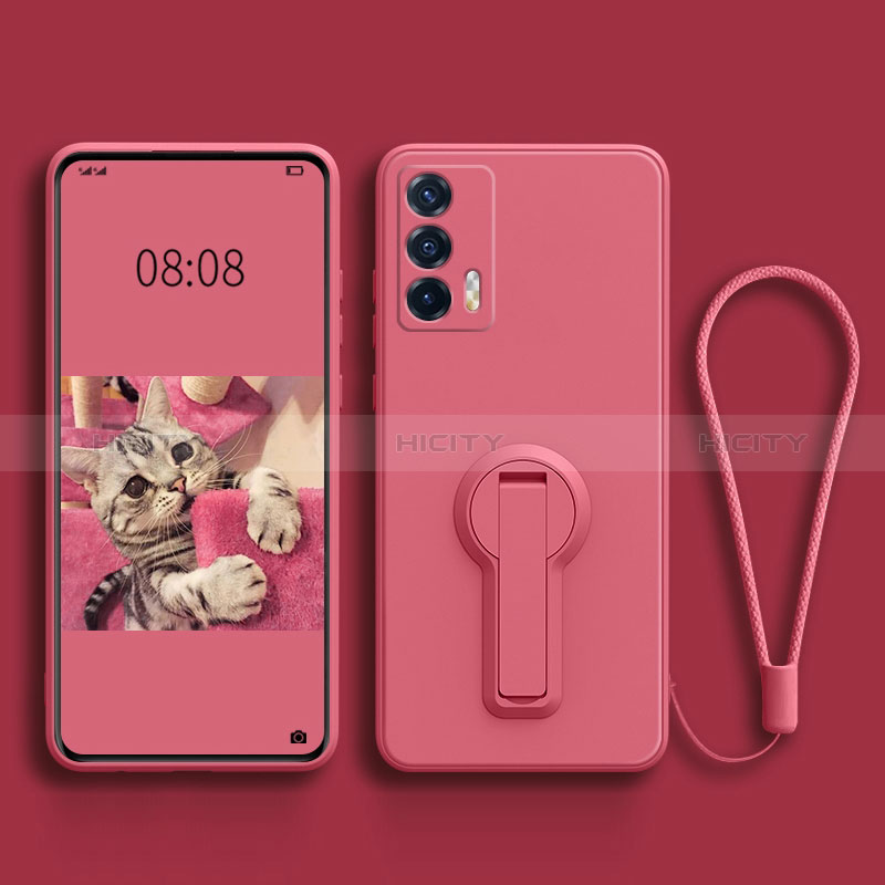 Funda Silicona Carcasa Ultrafina Goma con Soporte para Realme GT 5G Rosa Roja