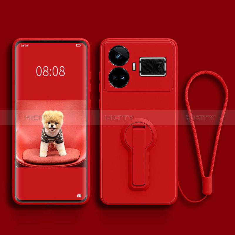 Funda Silicona Carcasa Ultrafina Goma con Soporte para Realme GT Neo5 5G Rojo