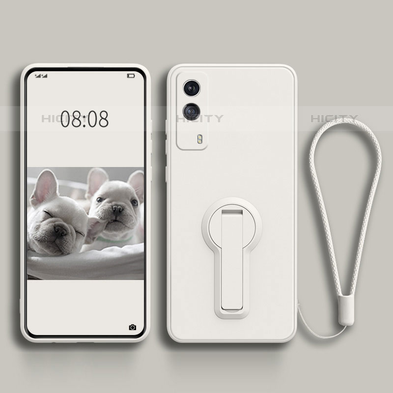 Funda Silicona Carcasa Ultrafina Goma con Soporte para Vivo V21e 5G Blanco