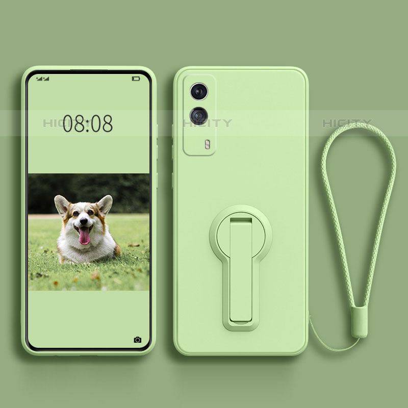 Funda Silicona Carcasa Ultrafina Goma con Soporte para Vivo V21e 5G Verde