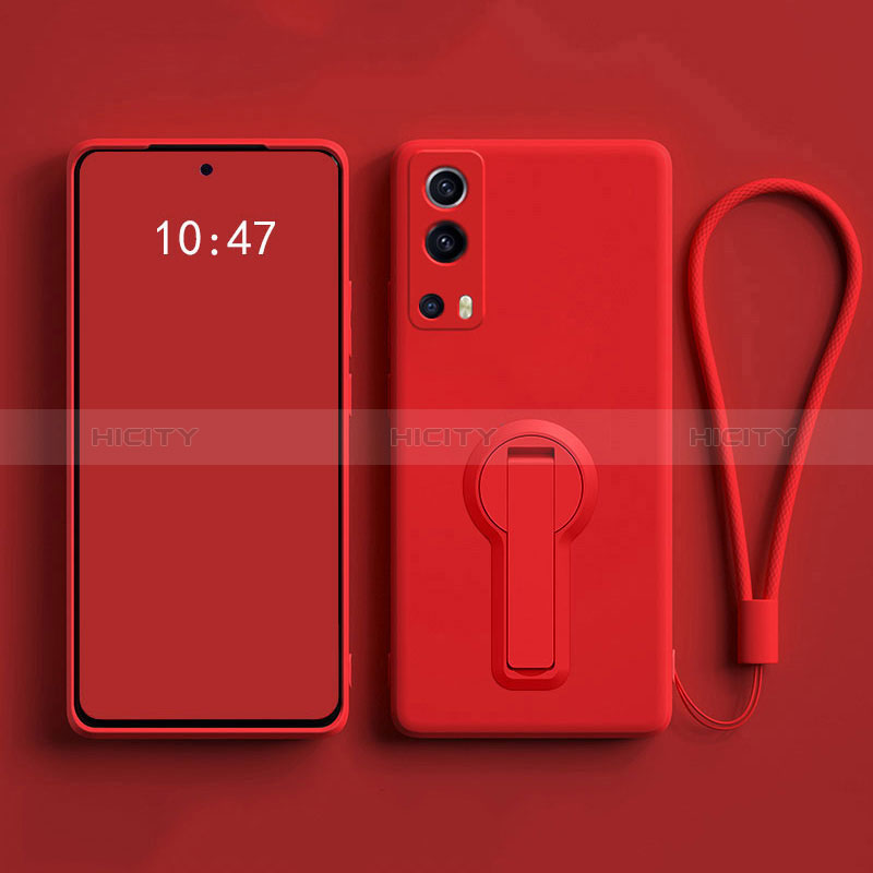 Funda Silicona Carcasa Ultrafina Goma con Soporte para Vivo Y75s 5G Rojo