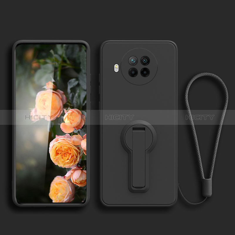 Funda Silicona Carcasa Ultrafina Goma con Soporte para Xiaomi Mi 10i 5G Negro