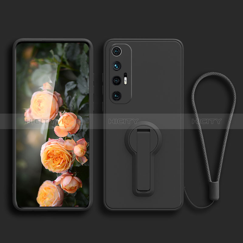 Funda Silicona Carcasa Ultrafina Goma con Soporte para Xiaomi Mi 10S 5G Negro