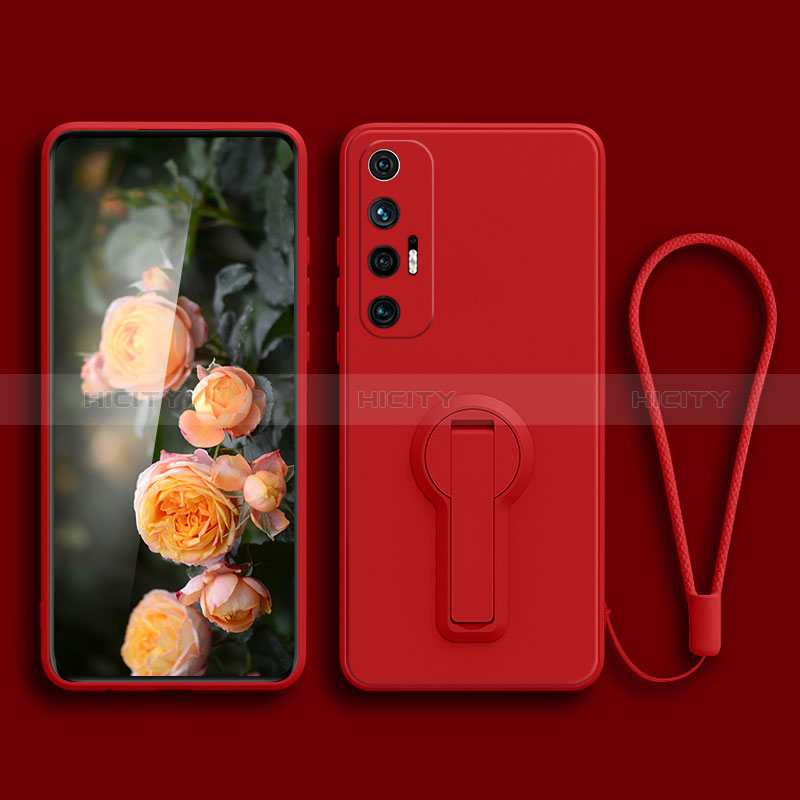 Funda Silicona Carcasa Ultrafina Goma con Soporte para Xiaomi Mi 10S 5G Rojo