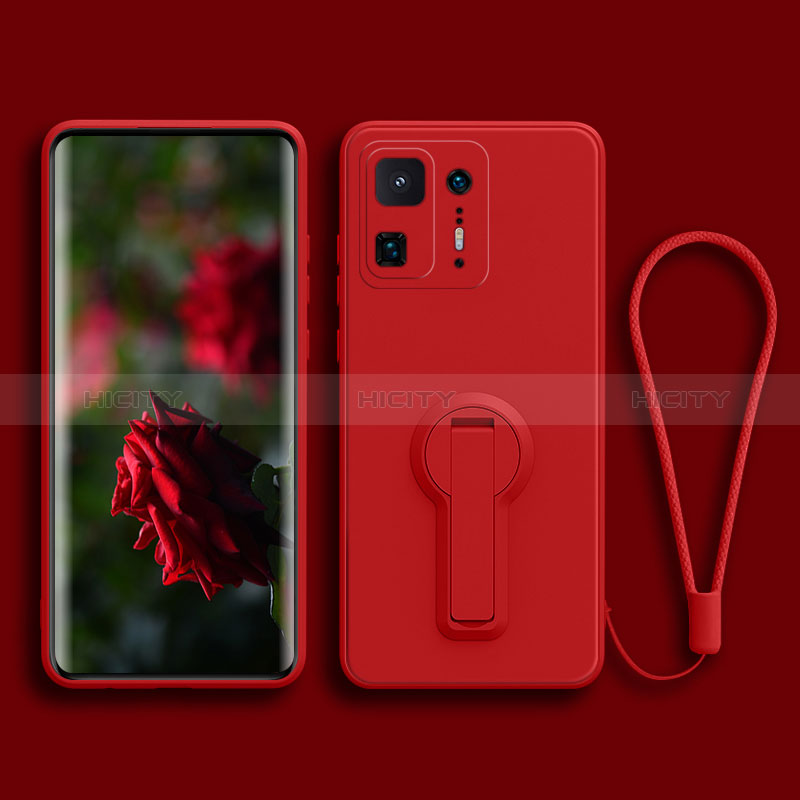 Funda Silicona Carcasa Ultrafina Goma con Soporte para Xiaomi Mi Mix 4 5G Rojo