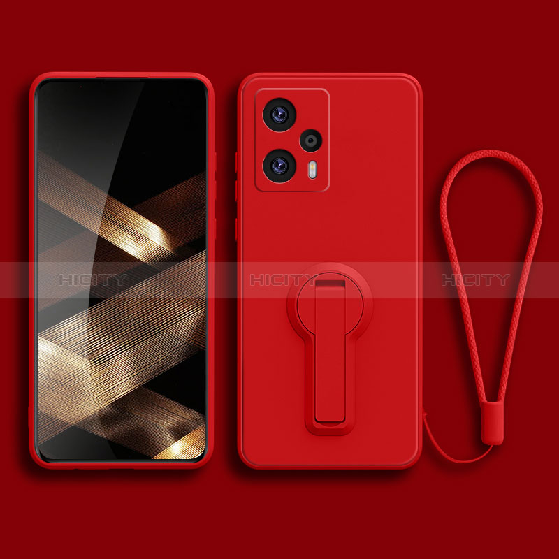 Funda Silicona Carcasa Ultrafina Goma con Soporte para Xiaomi Poco F5 5G Rojo