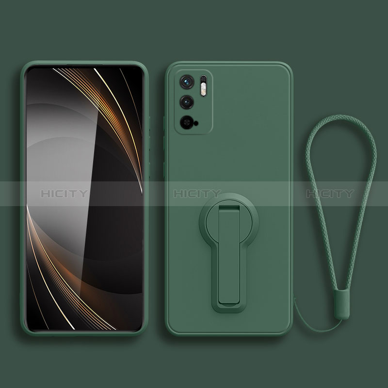 Funda Silicona Carcasa Ultrafina Goma con Soporte para Xiaomi POCO M3 Pro 5G Verde Noche