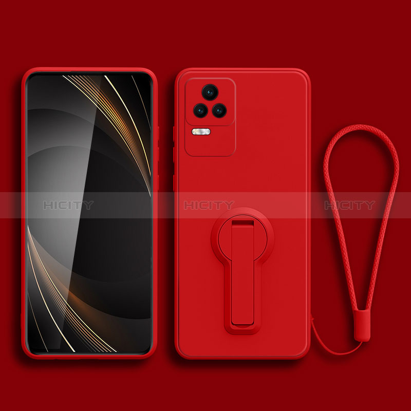 Funda Silicona Carcasa Ultrafina Goma con Soporte para Xiaomi Redmi K50 Pro 5G Rojo