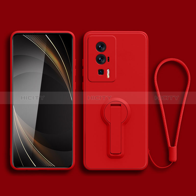 Funda Silicona Carcasa Ultrafina Goma con Soporte para Xiaomi Redmi K60 5G Rojo