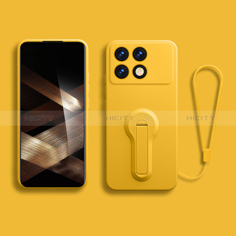 Funda Silicona Carcasa Ultrafina Goma con Soporte para Xiaomi Redmi K70 Pro 5G Amarillo