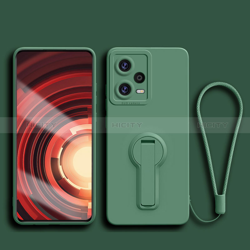 Funda Silicona Carcasa Ultrafina Goma con Soporte para Xiaomi Redmi Note 12 5G Verde Noche