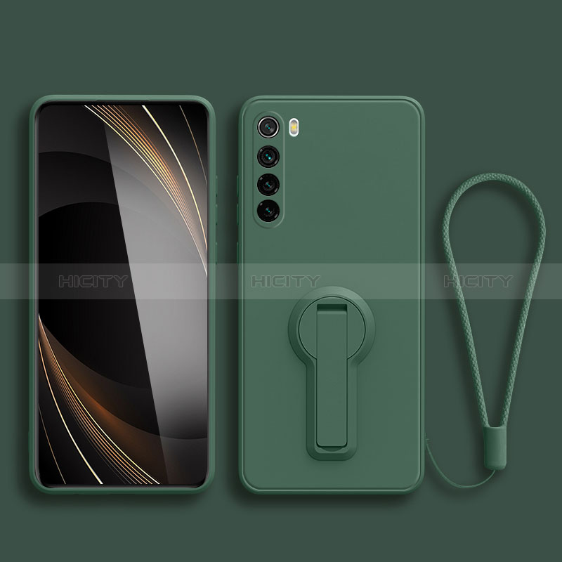 Funda Silicona Carcasa Ultrafina Goma con Soporte para Xiaomi Redmi Note 8 (2021) Verde Noche