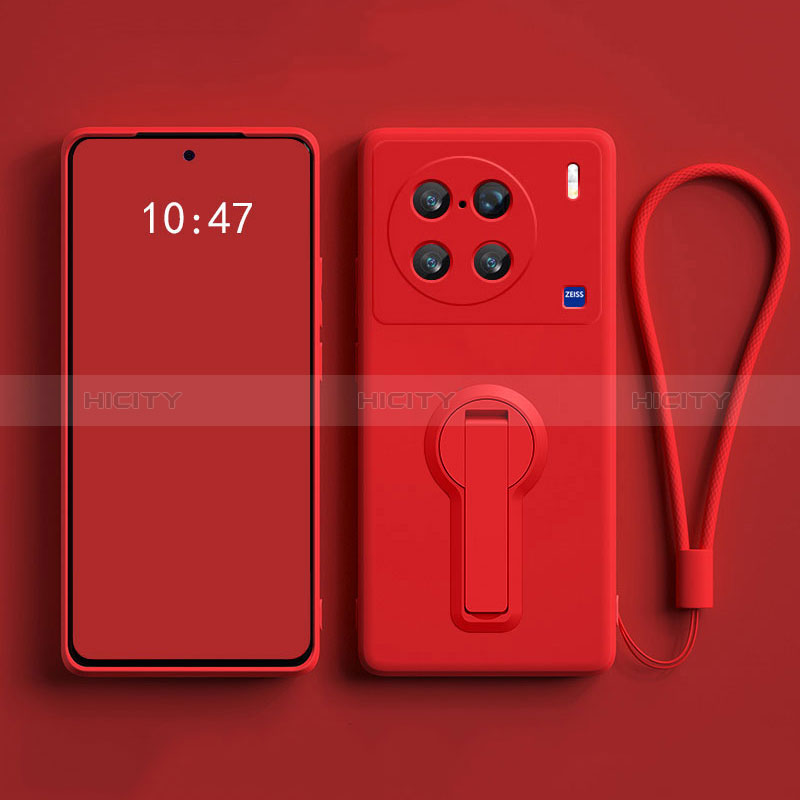 Funda Silicona Carcasa Ultrafina Goma con Soporte S01 para Vivo X90 Pro+ Plus 5G Rojo