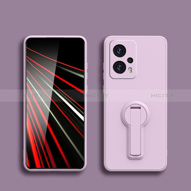 Funda Silicona Carcasa Ultrafina Goma con Soporte S01 para Xiaomi Redmi Note 12T Pro 5G Purpura Claro