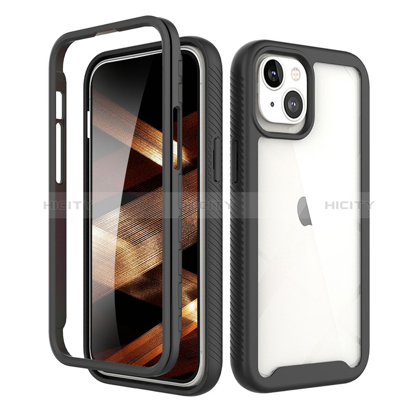 Funda Silicona Carcasa Ultrafina Goma Frontal y Trasera 360 Grados para Apple iPhone 15 Plus Negro