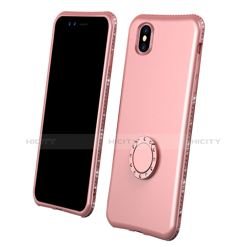 Funda Silicona Carcasa Ultrafina Goma Frontal y Trasera 360 Grados para Apple iPhone Xs Max Oro Rosa