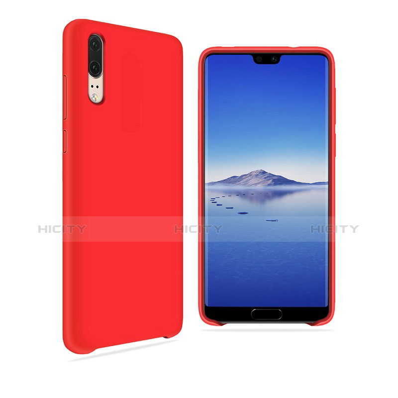 Funda Silicona Carcasa Ultrafina Goma Frontal y Trasera 360 Grados para Huawei P20 Rojo