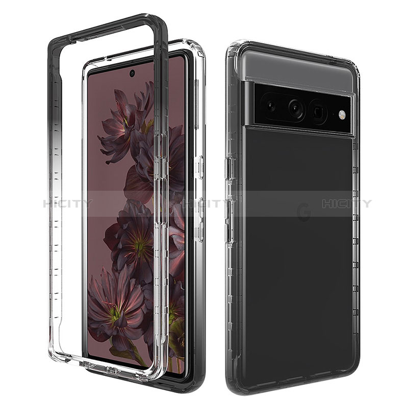 Funda Silicona Carcasa Ultrafina Transparente Goma Frontal y Trasera 360 Grados Gradiente JX1 para Google Pixel 7 Pro 5G Negro