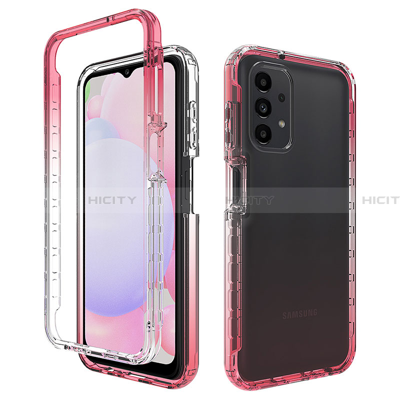 Funda Silicona Carcasa Ultrafina Transparente Goma Frontal y Trasera 360 Grados Gradiente JX1 para Samsung Galaxy A13 4G Rojo