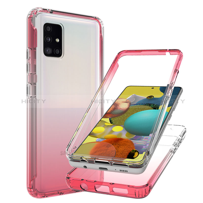 Funda Silicona Carcasa Ultrafina Transparente Goma Frontal y Trasera 360 Grados Gradiente JX1 para Samsung Galaxy A51 4G Rojo