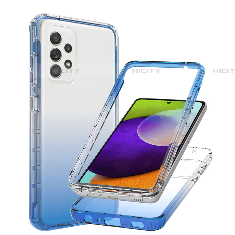 Funda Silicona Carcasa Ultrafina Transparente Goma Frontal y Trasera 360 Grados Gradiente JX1 para Samsung Galaxy A52 4G Azul