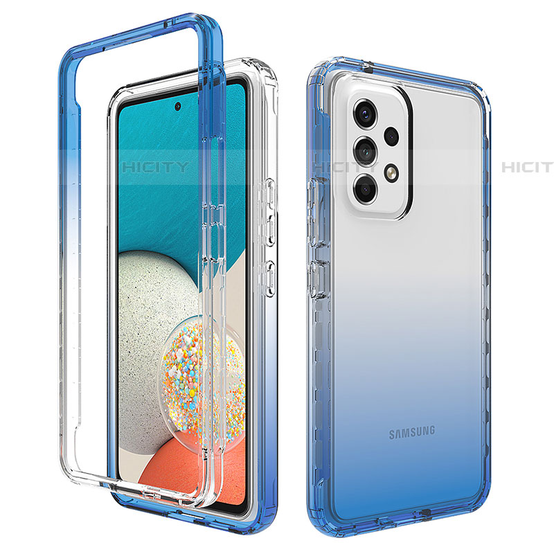 Funda Silicona Carcasa Ultrafina Transparente Goma Frontal y Trasera 360 Grados Gradiente JX1 para Samsung Galaxy A53 5G Azul