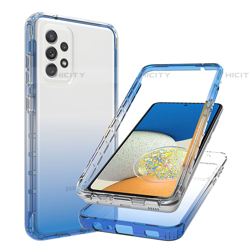 Funda Silicona Carcasa Ultrafina Transparente Goma Frontal y Trasera 360 Grados Gradiente JX1 para Samsung Galaxy A73 5G Azul